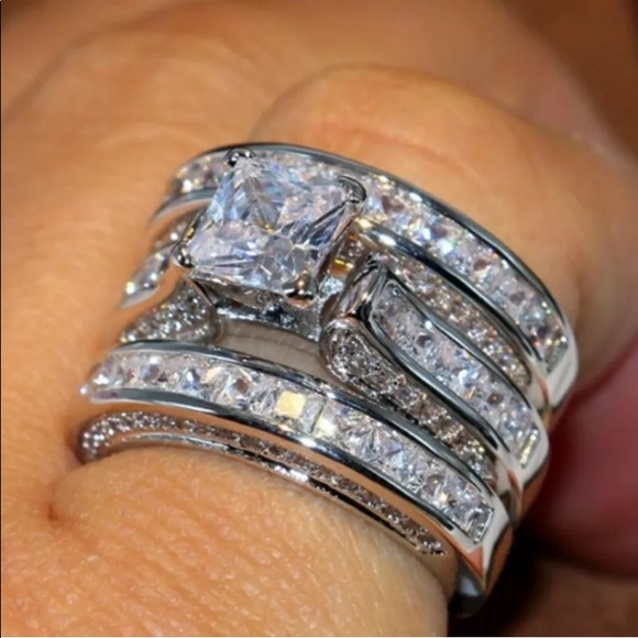 NEW* 3pc Silver Wedding Set - Picture 1 of 3